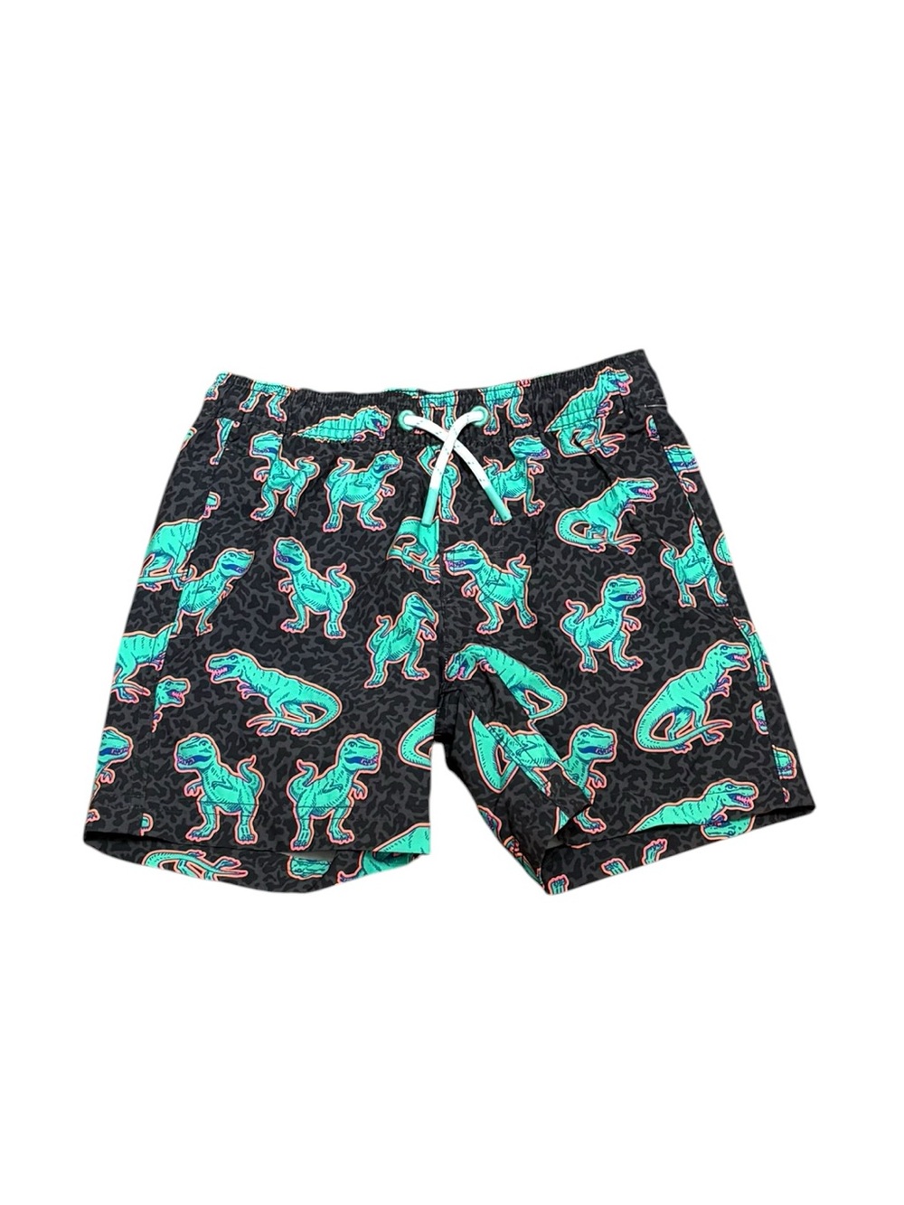 Boys Black Swim Trunks with Teal Dinosaur Print, Size S 6-7 NWT - Picture 2 of 7